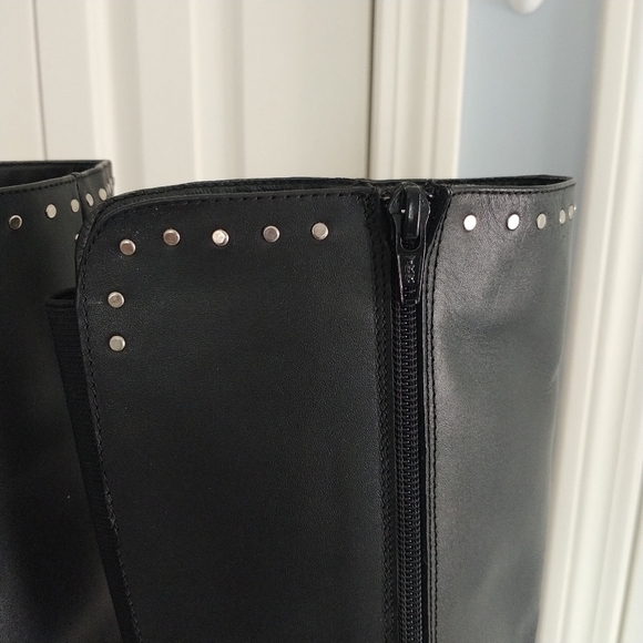 Steve Madden Steven Comfort Black Studded Leather Riding Boots Sz 6M - Picture 7 of 15